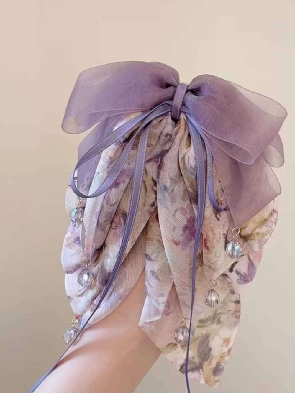 Fairy Chiffon Floral Gripper Sweet Half-tied Hairpin - Picture 4 of 4